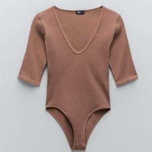 ZARA Limitless Contour Collection Brown Bodysuit